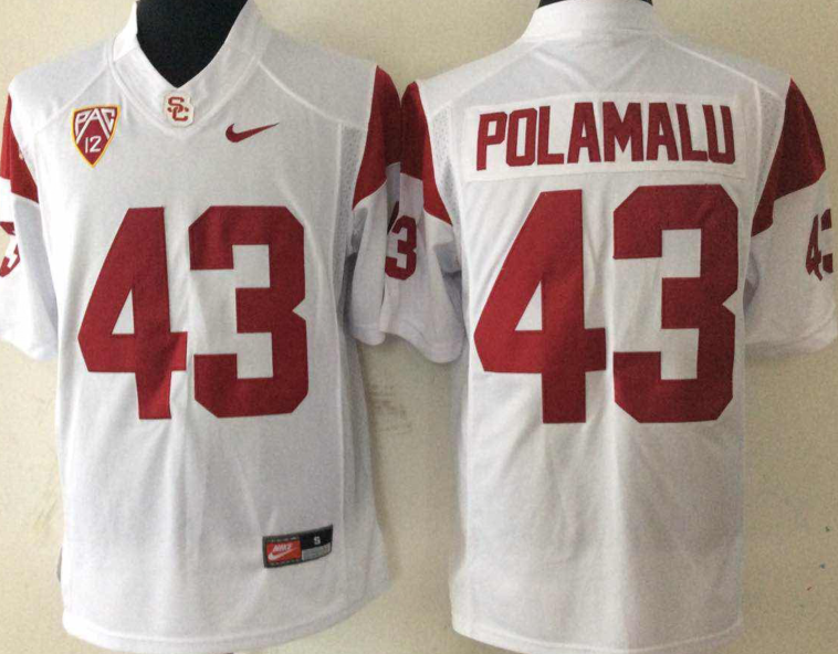 NCAA Men USC Trojans White 43 POLAMALU